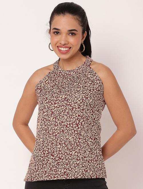 women floral printed halter neck straight top - 21694671 - Standard Image - 0