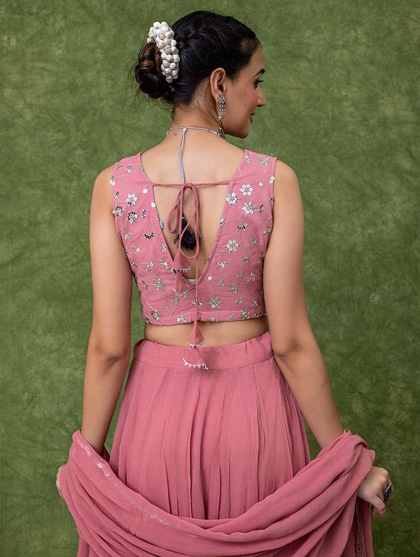 Women Solid Flared Lehenga Choli With Dupatta