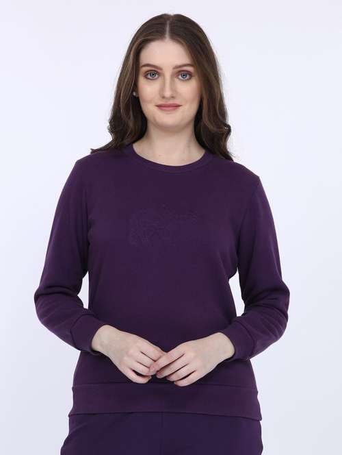 women solid long sleeve sweatshirt - 21694721 -  Standard Image - 0