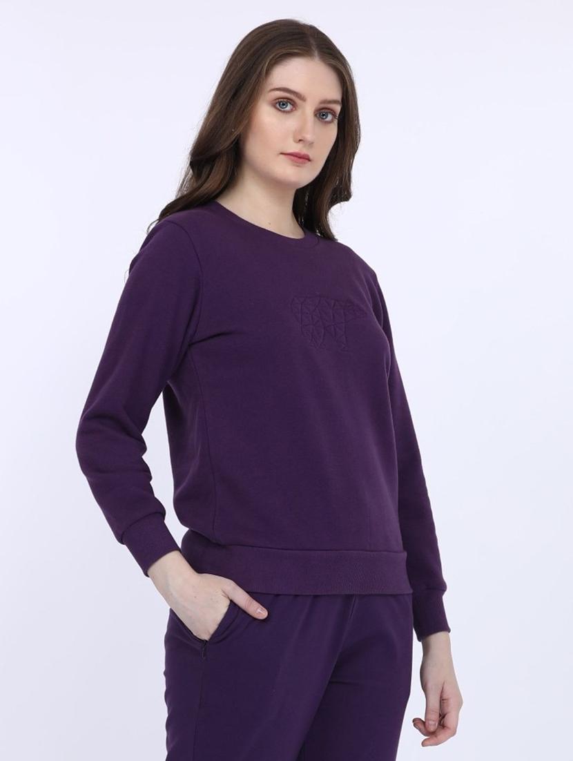 women solid long sleeve sweatshirt - 21694721 - Standard Image - 1