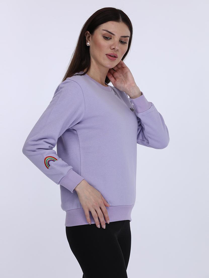 women solid long sleeve sweatshirt - 21694722 - Standard Image - 1