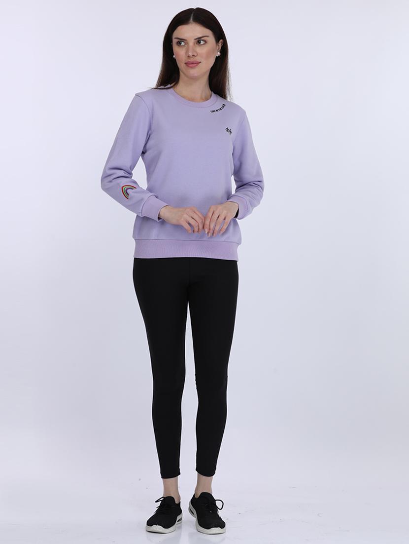 women solid long sleeve sweatshirt - 21694722 - Standard Image - 4