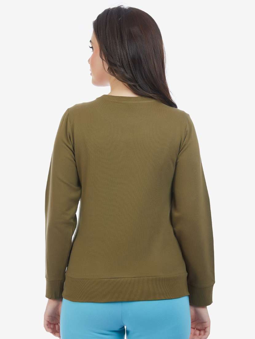 women solid long sleeve sweatshirt - 21694736 -  Standard Image - 4