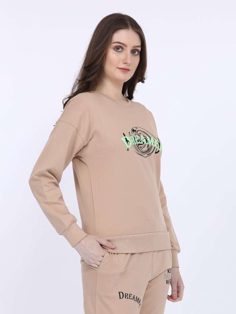 women chest print long sleeve sweatshirt - 21694738 - Standard Image - 1