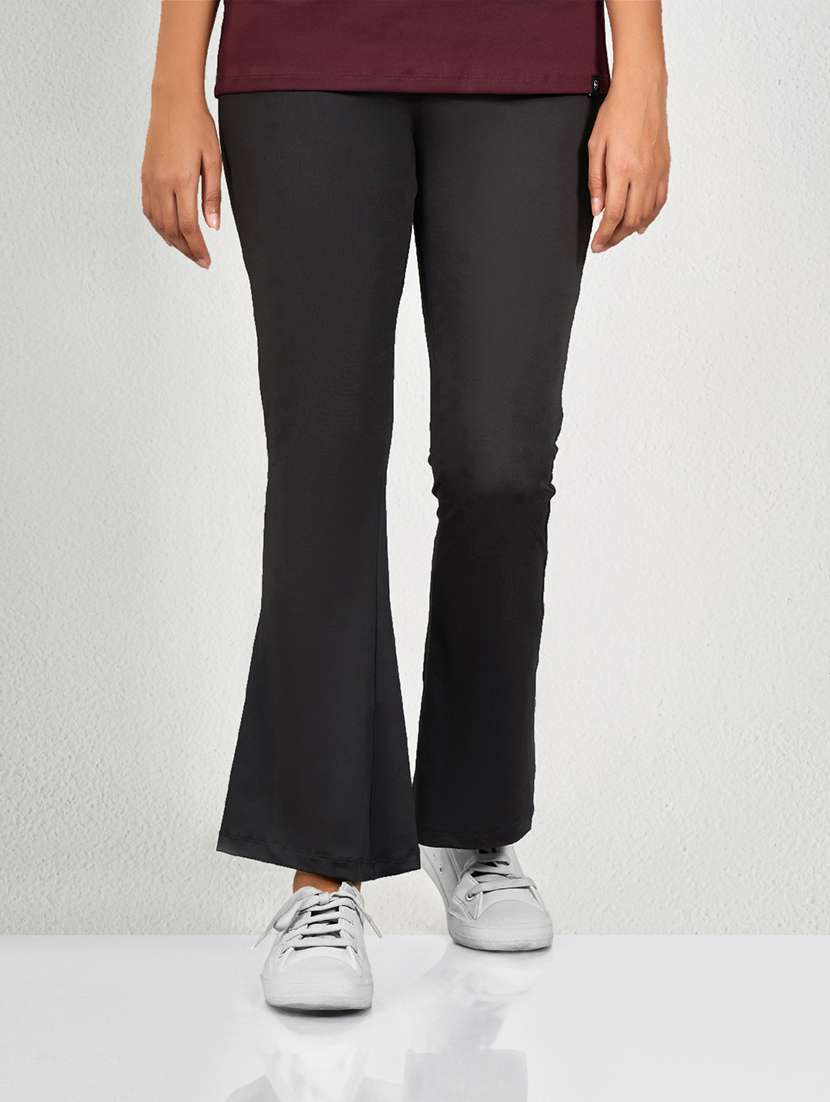 black poly spandex track pants