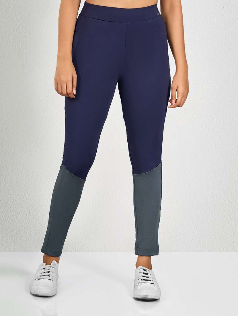 women color block mid rise track pants