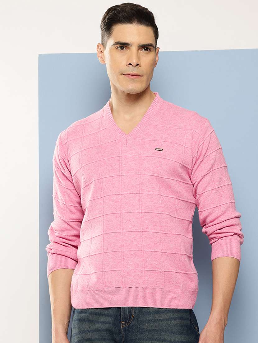 men v-neck checkered pullover - 21694838 -  Standard Image - 1