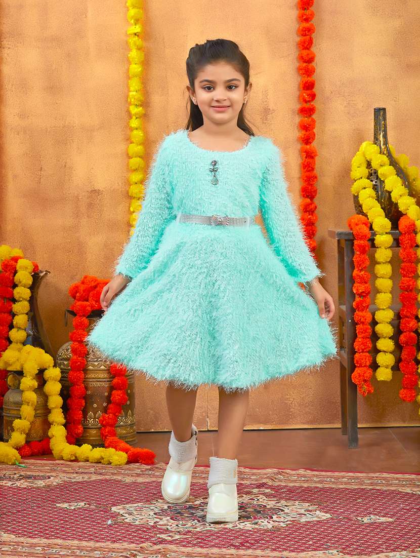 girls self designed winter wear frock - 21694844 -  Standard Image - 1