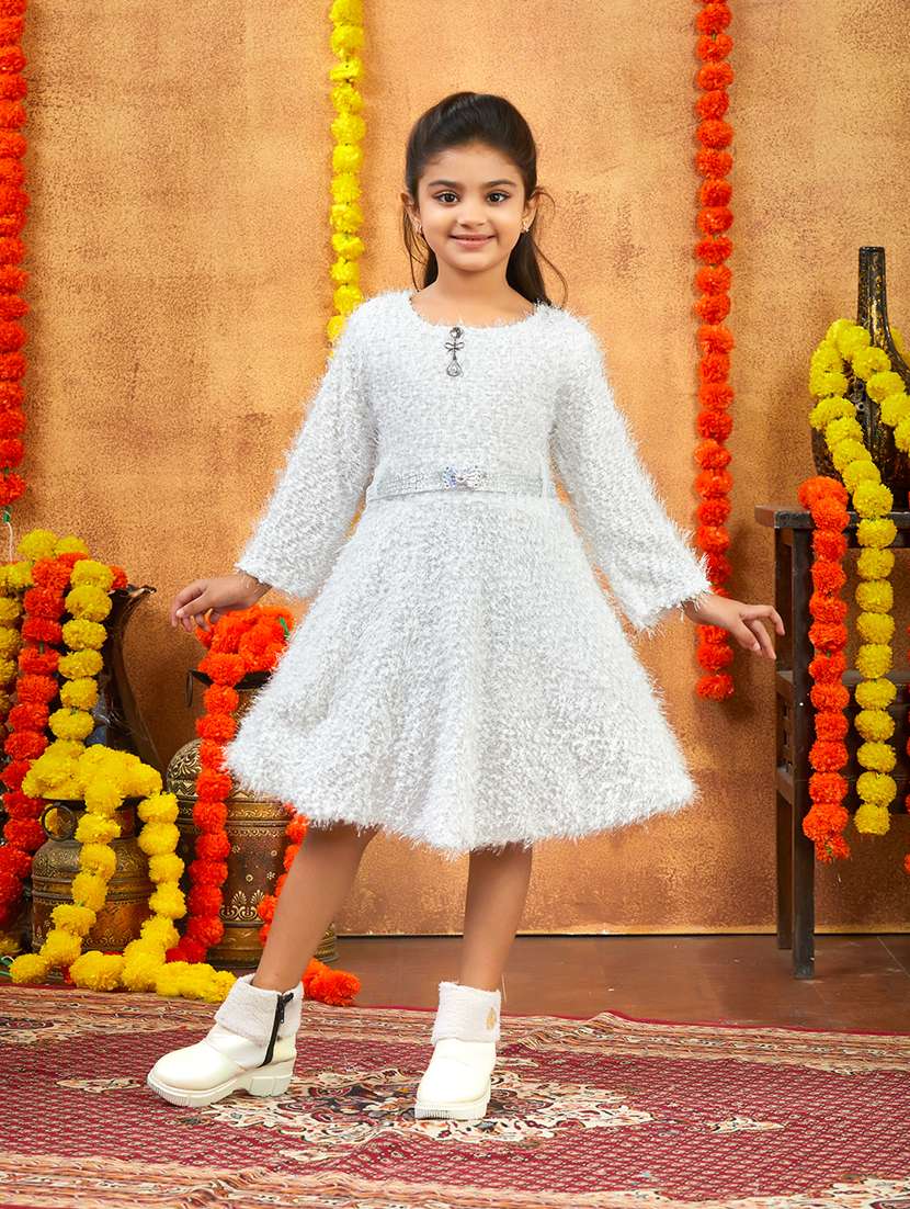 girls self designed winter wear frock - 21694847 -  Standard Image - 1