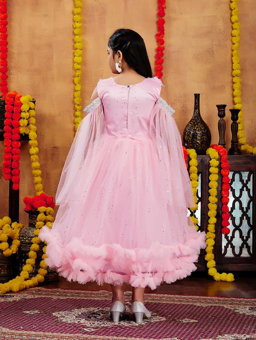 girls embellished round neck party wear gown - 21694857 - Standard Image - 4