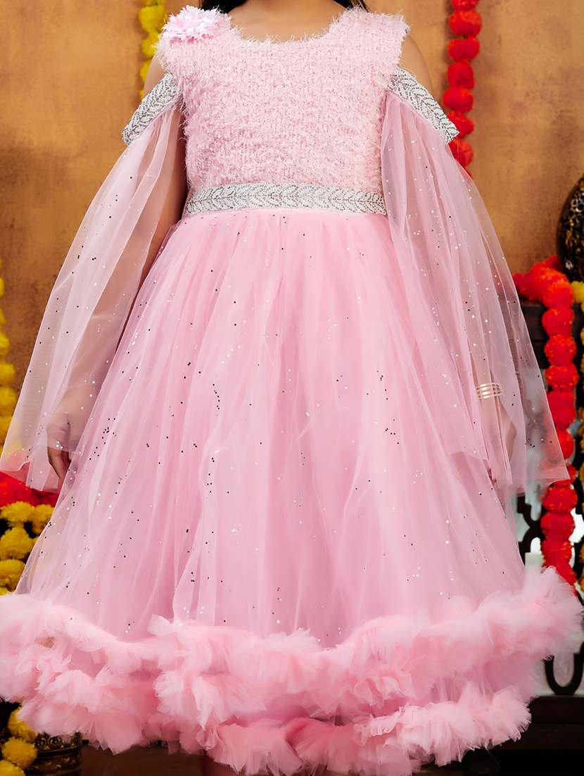 girls embellished round neck party wear gown - 21694857 - Standard Image - 6
