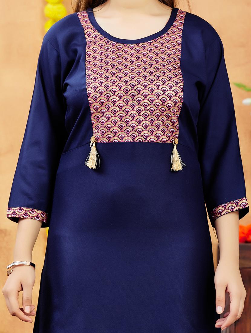 girls placement print round neck a-line kurta - 21694876 - Standard Image - 6