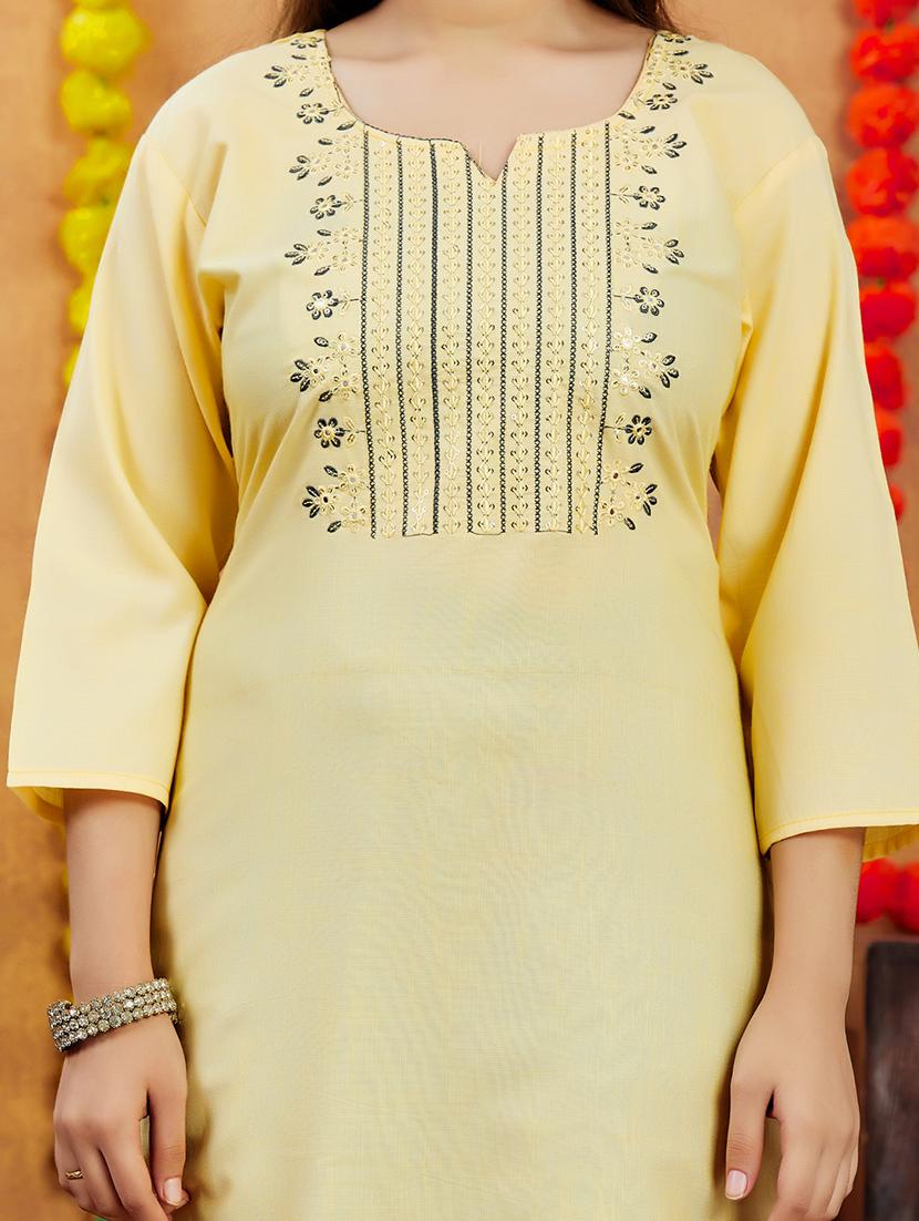 girls embroidered round notch a-line kurta - 21694881 - Standard Image - 6