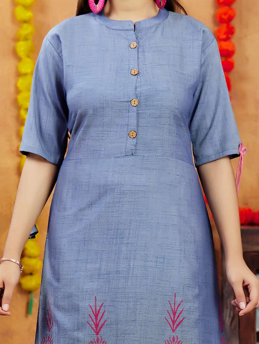 girls elf design mandarin neck a-line kurta - 21694882 -  Standard Image - 6