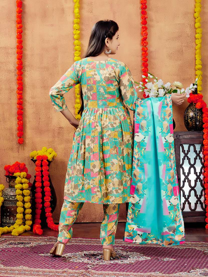 girls printed v neck a-line kurta - 21694888 -  Standard Image - 4