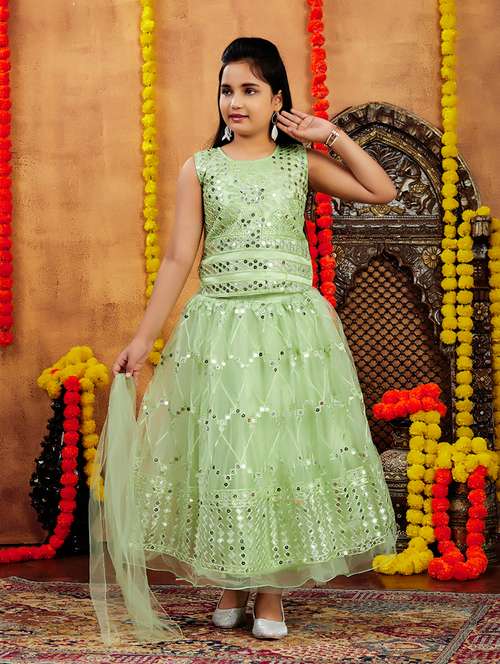 girls embroidered lehenga choli set with dupatta - 21694924 -  Standard Image - 0