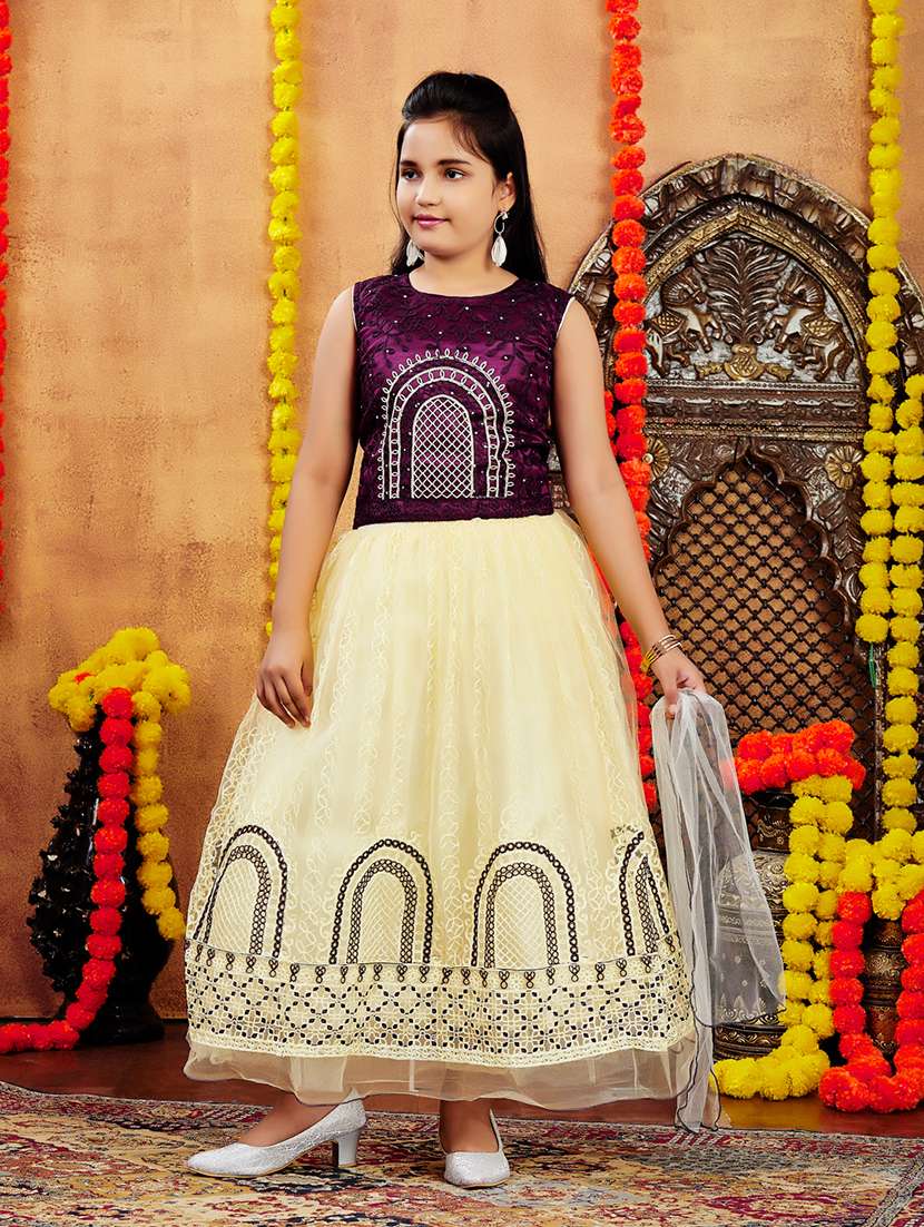 girls embroidered lehenga choli set with dupatta - 21694930 -  Standard Image - 1