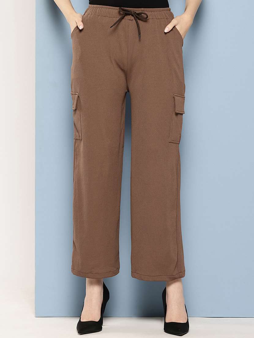 women mid rise solid cargo