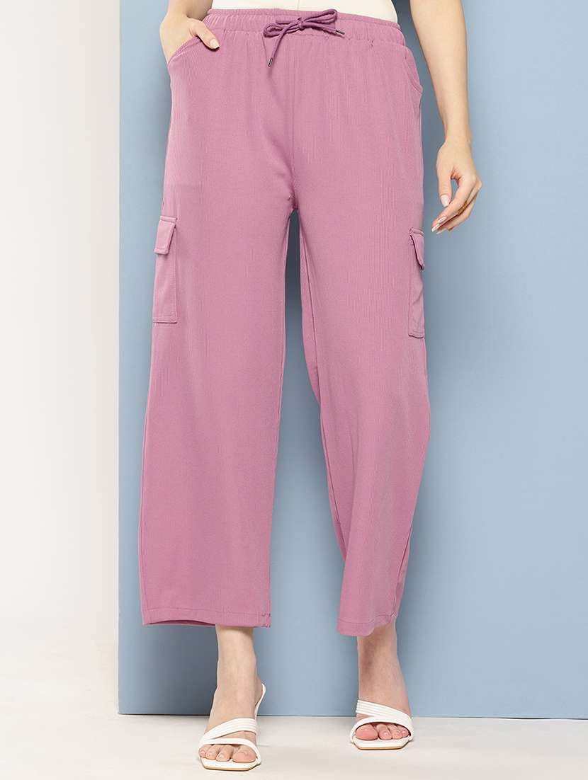 women mid rise solid cargo