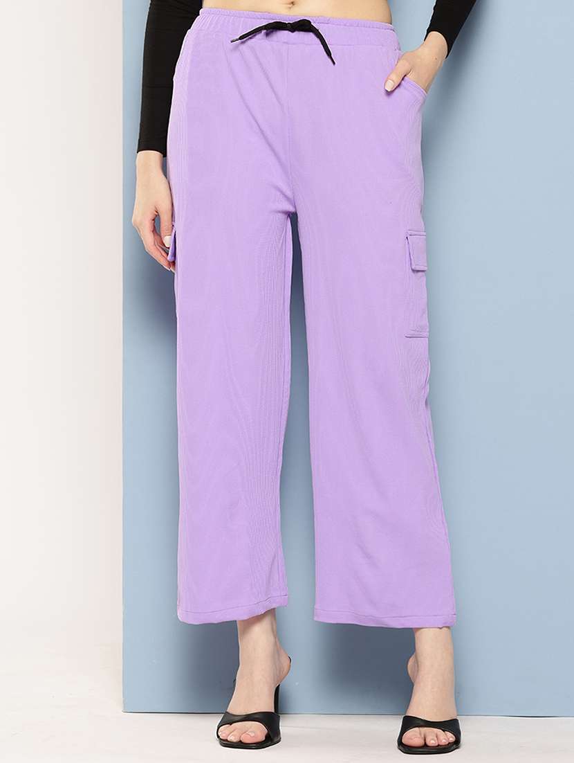 women mid rise solid cargo - 21694934 - Standard Image - 1