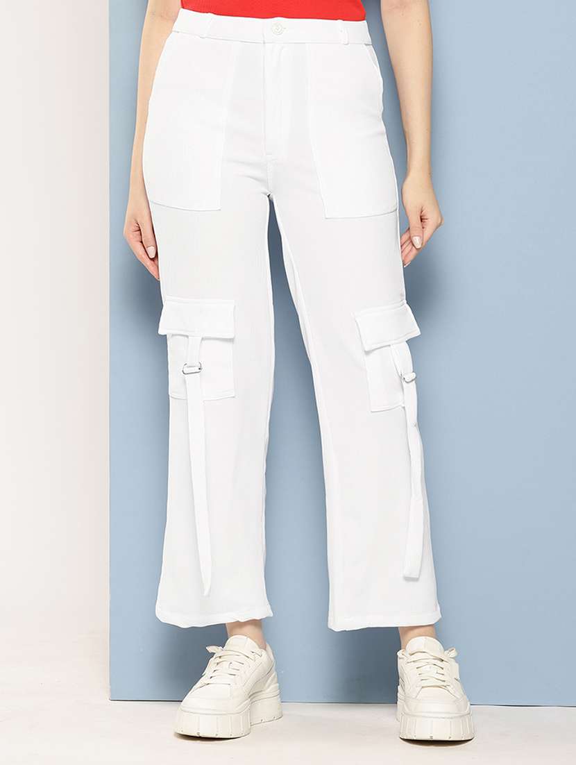 women mid rise solid cargo - 21694940 - Standard Image - 1
