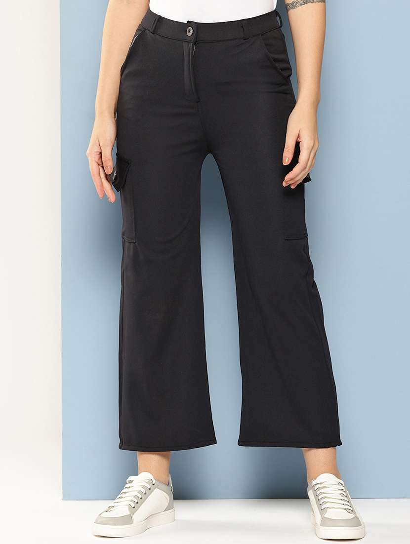 women mid rise solid cargo - 21694941 -  Standard Image - 1