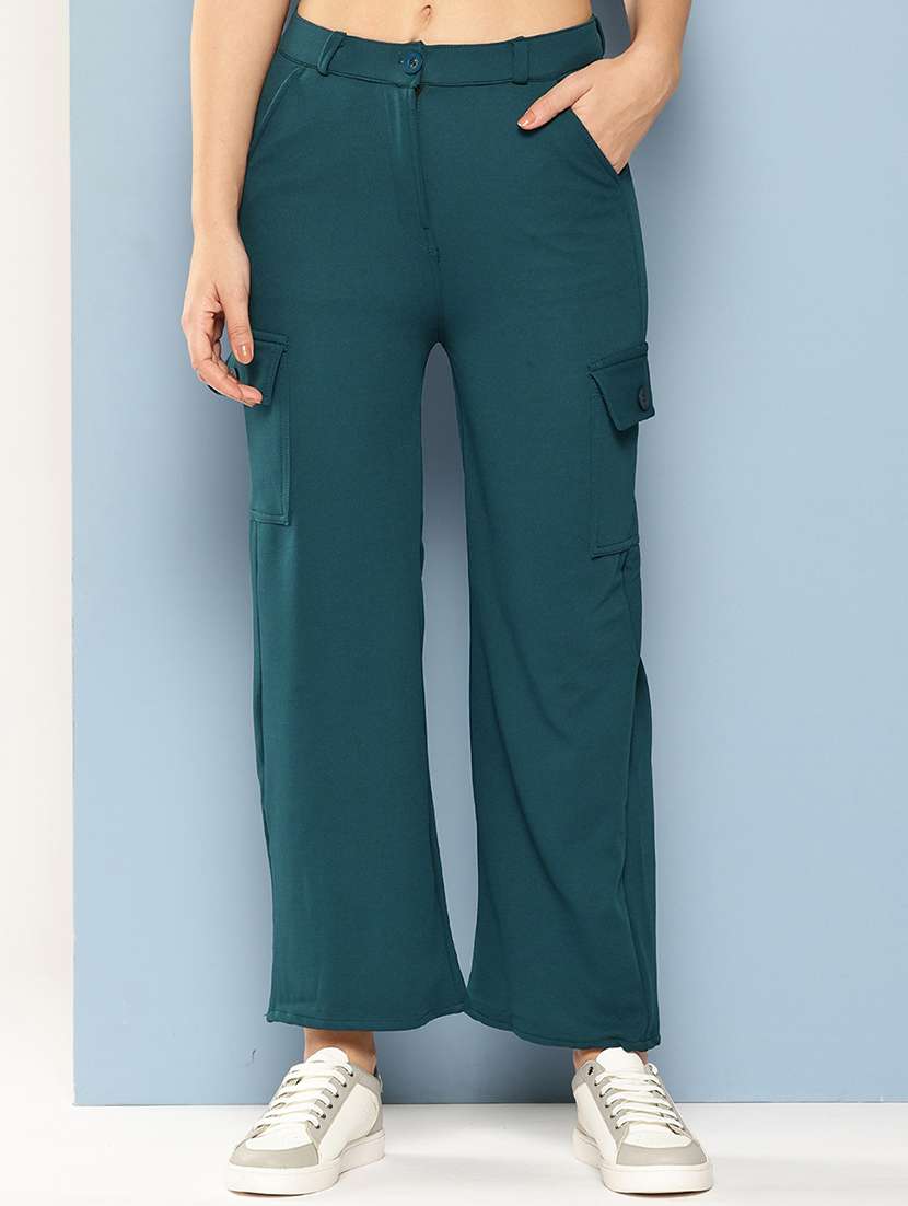 women mid rise solid cargo - 21694956 -  Standard Image - 1