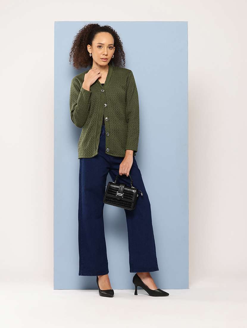 women long sleeves self design cardigan - 21694964 - Standard Image - 4