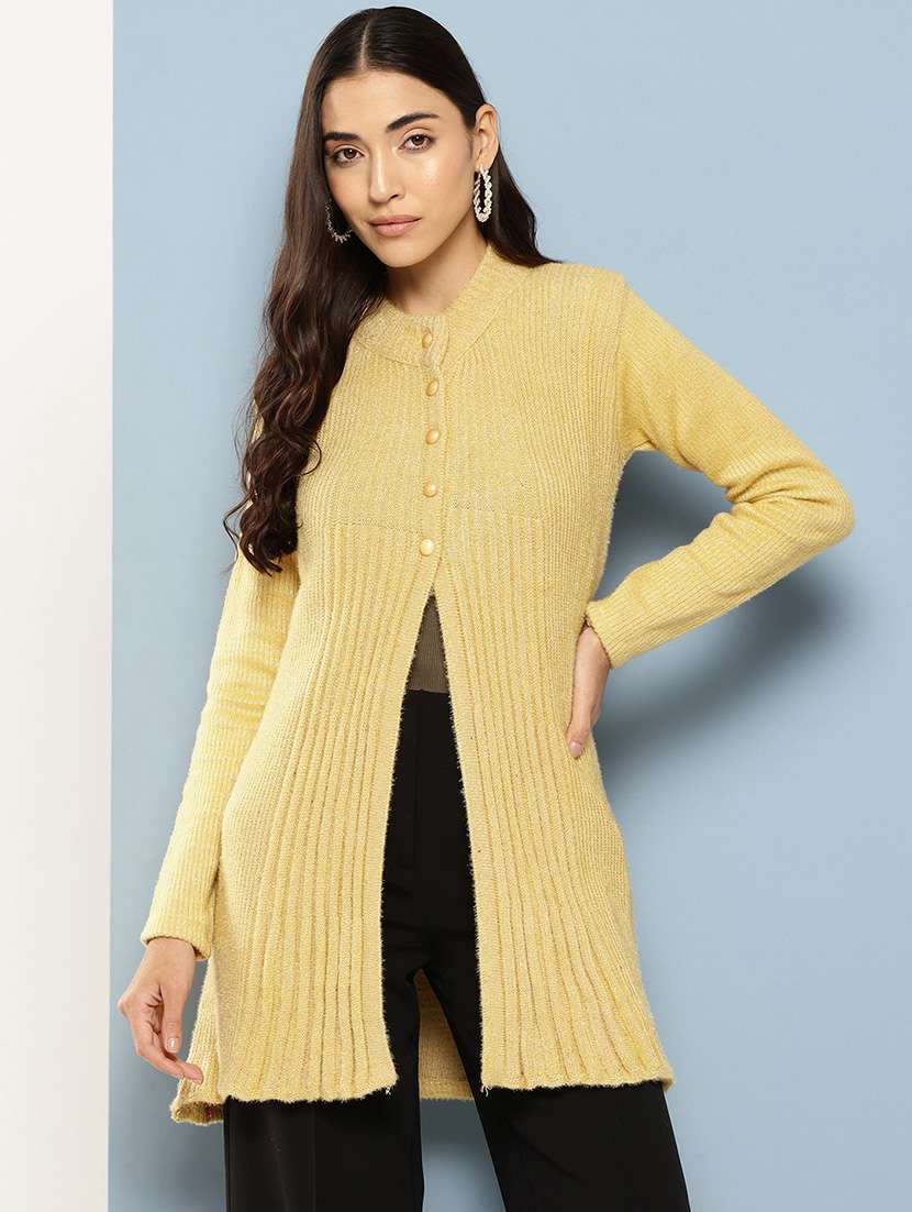 women long sleeves self design cardigan - 21694978 -  Standard Image - 1