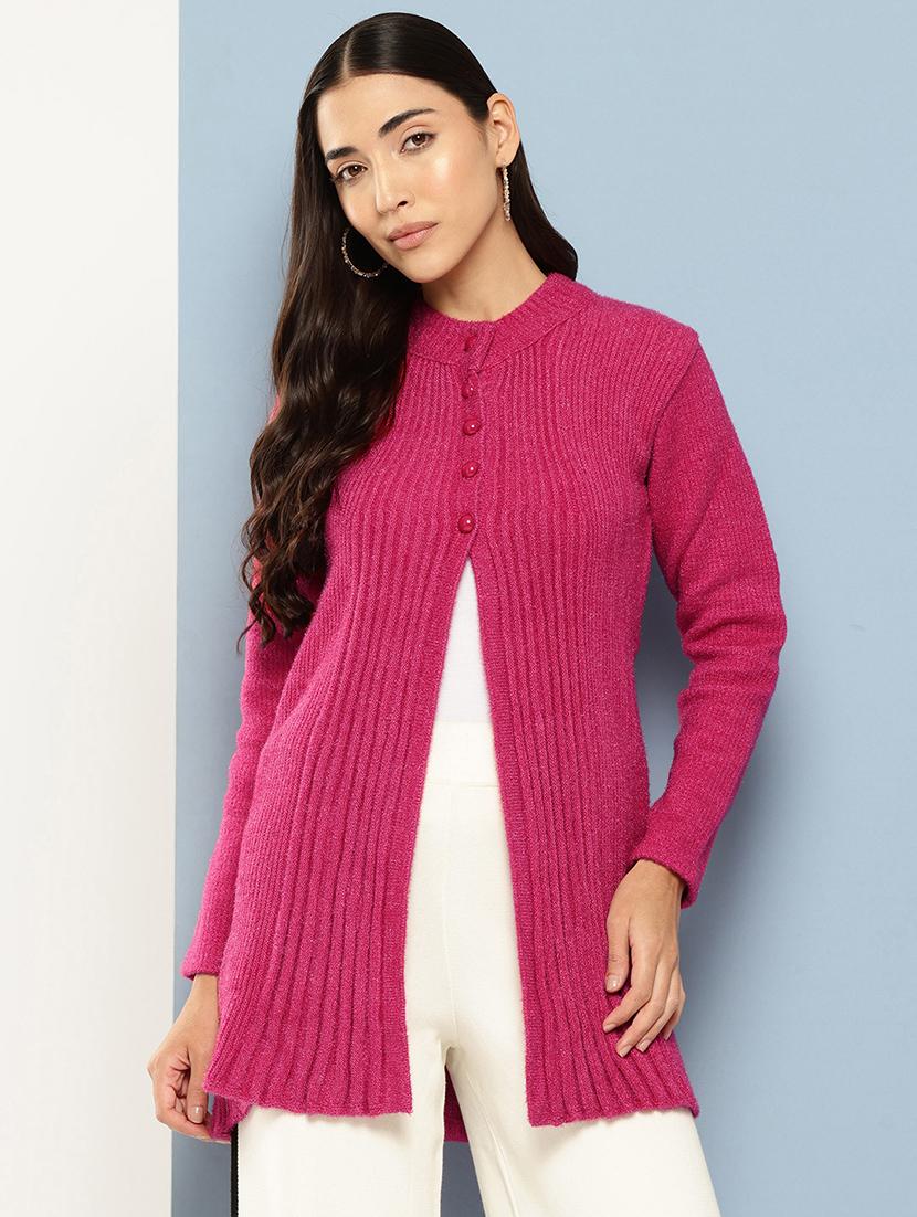 women long sleeves self design cardigan - 21694982 -  Zoom Image - 0