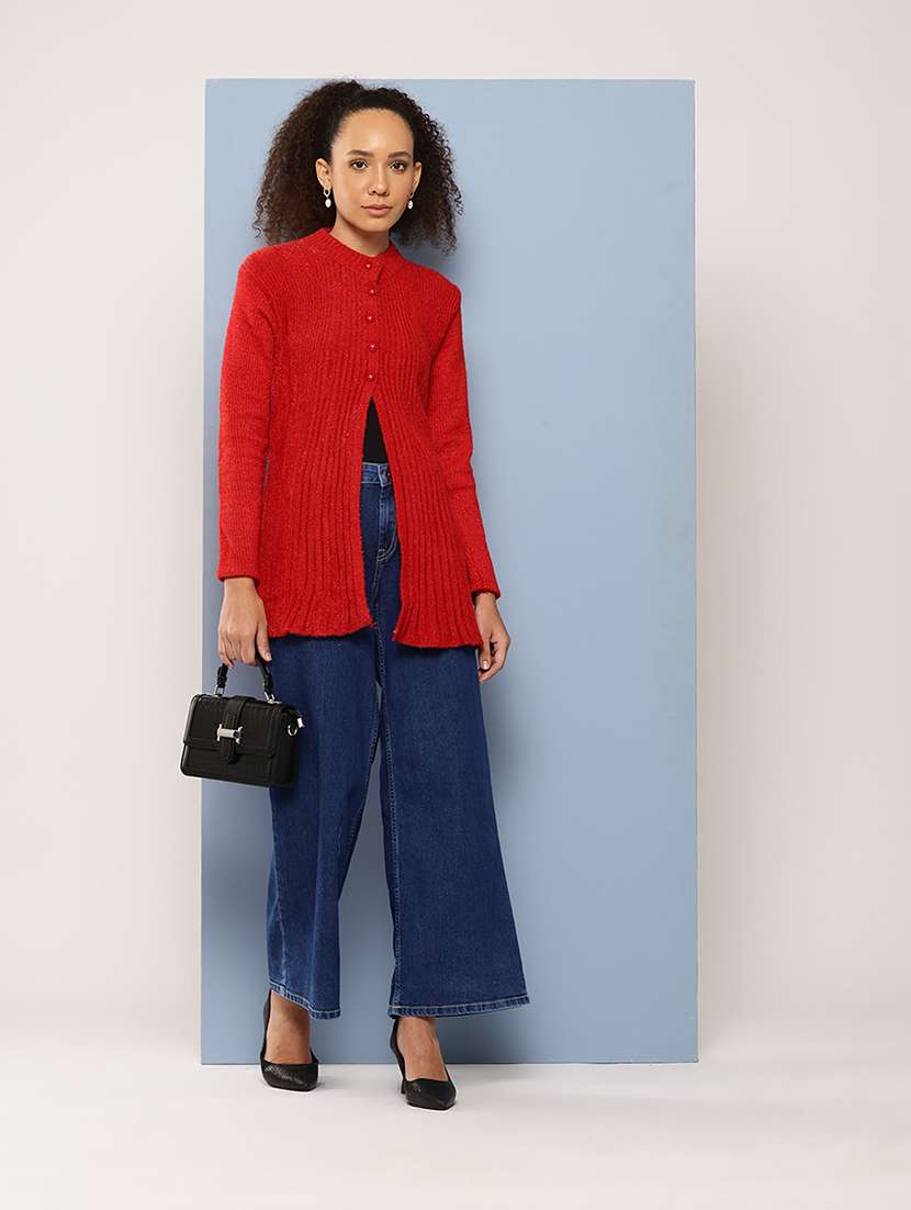 women long sleeves self design cardigan - 21694983 - Standard Image - 4