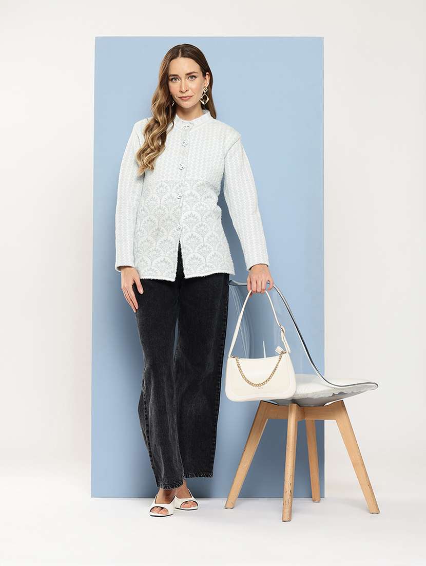 women long sleeves self design cardigan - 21695010 - Standard Image - 4
