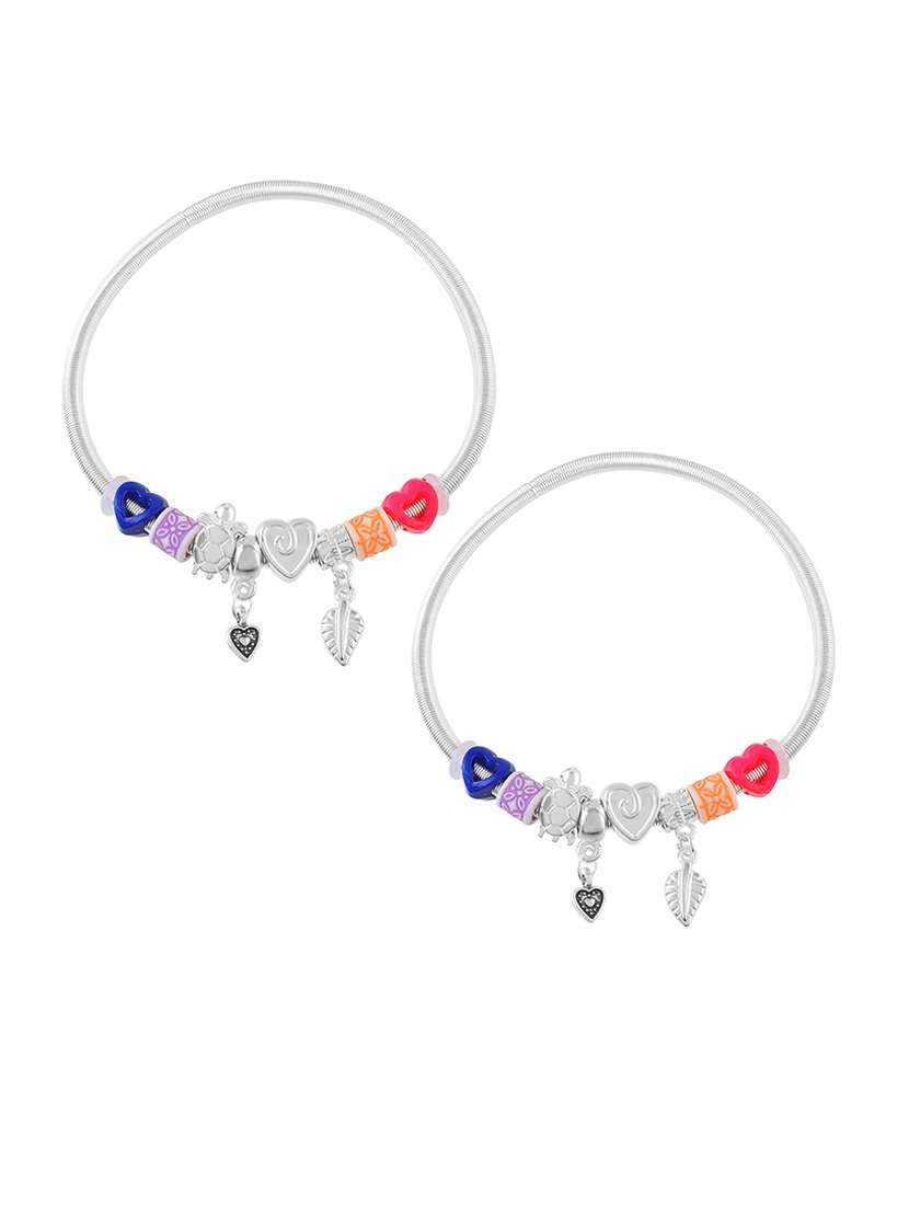 brass silver flexible fashion anklet kada for women - 21695046 -  Standard Image - 1