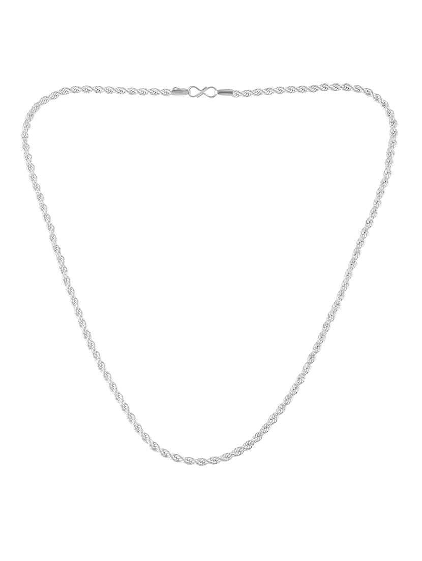 brass silver plated rope design chain for men - 21695075 -  Standard Image - 1