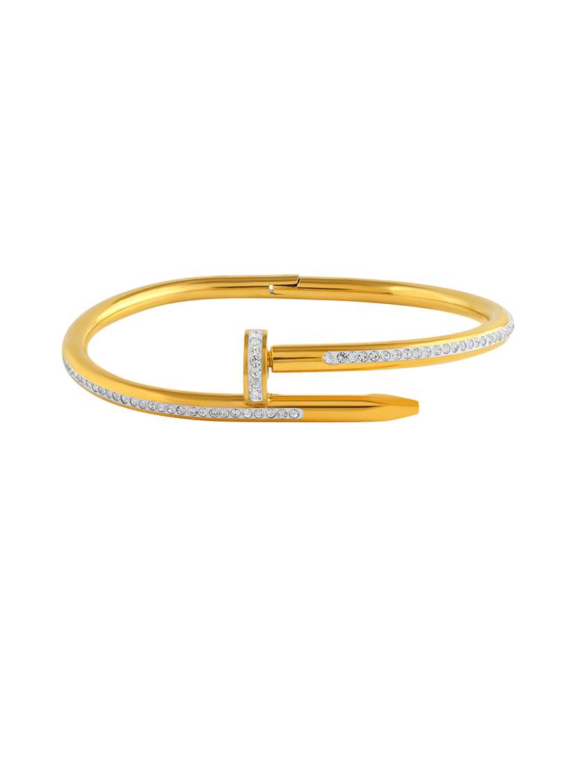 men stones studded golden cuff bracelet - 21695258 - Standard Image - 1
