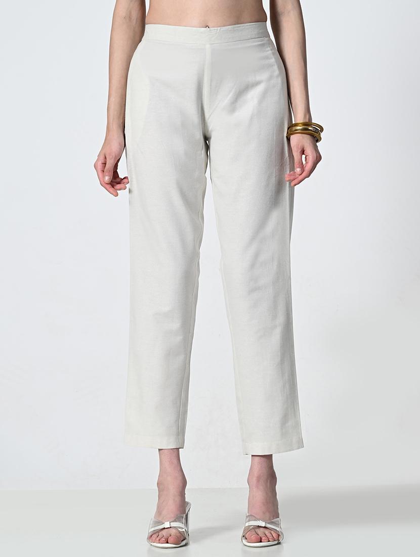 women solid mid rise cigarette pants - 21695261 - Zoom Image - 0