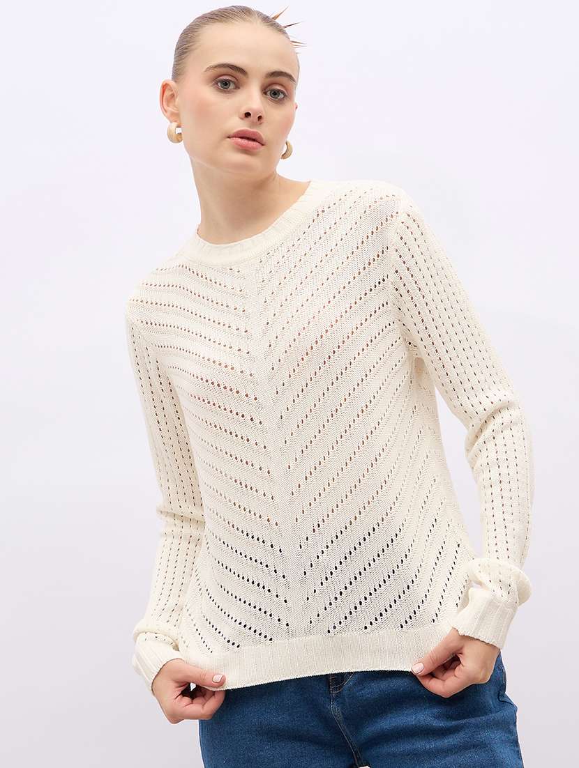 women acrylic long sleeve pullover