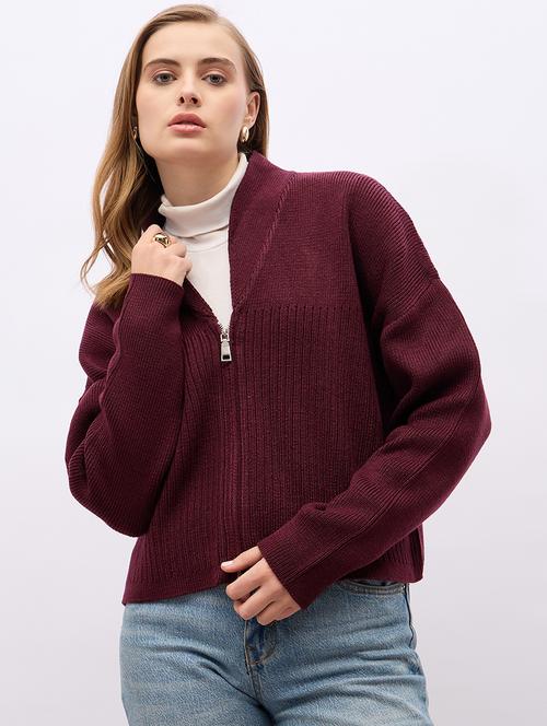 women acrylic long sleeve cardigan - 21695365 - Standard Image - 0