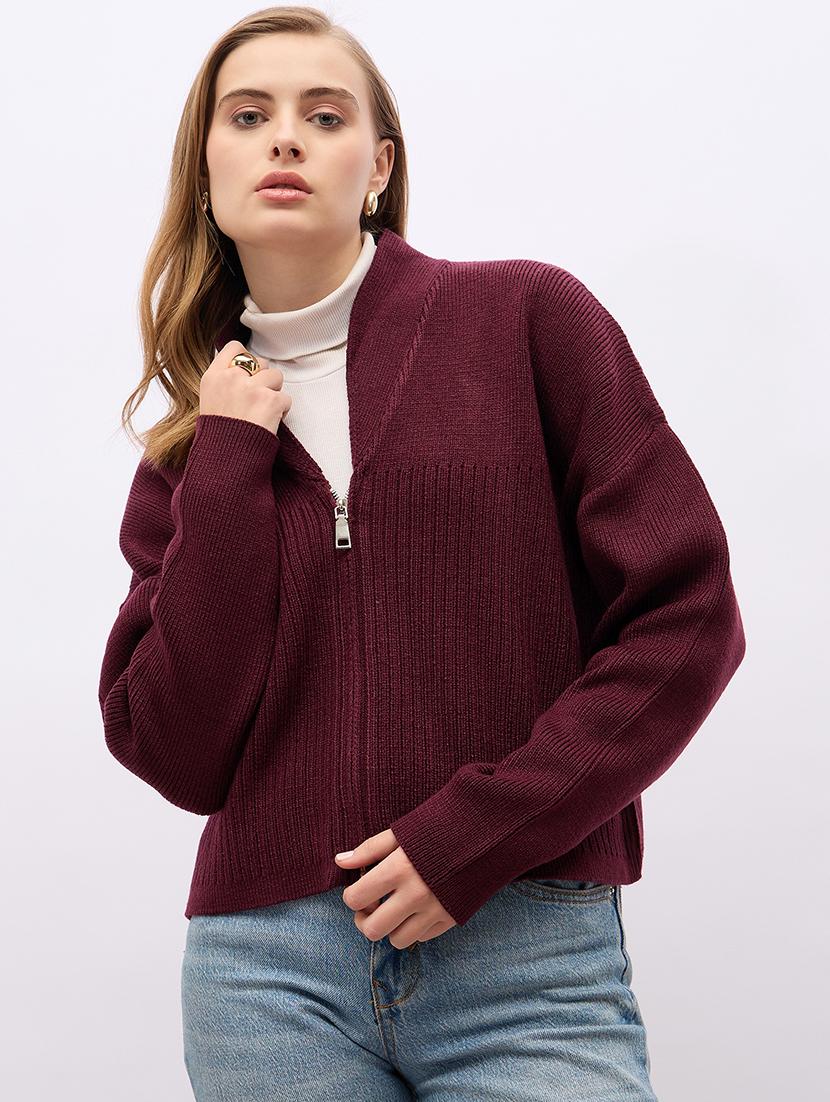 women acrylic long sleeve cardigan - 21695365 - Zoom Image - 0