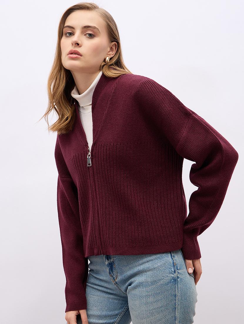 women acrylic long sleeve cardigan - 21695365 - Standard Image - 1