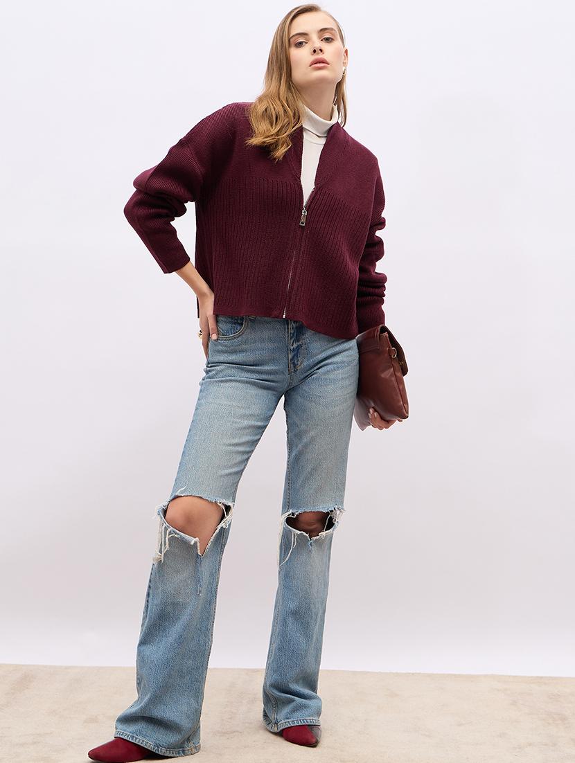 women acrylic long sleeve cardigan - 21695365 - Standard Image - 4