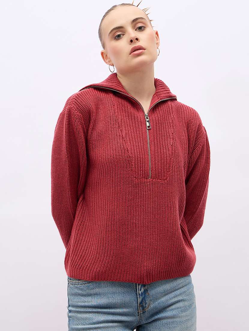 women acrylic long sleeve pullover