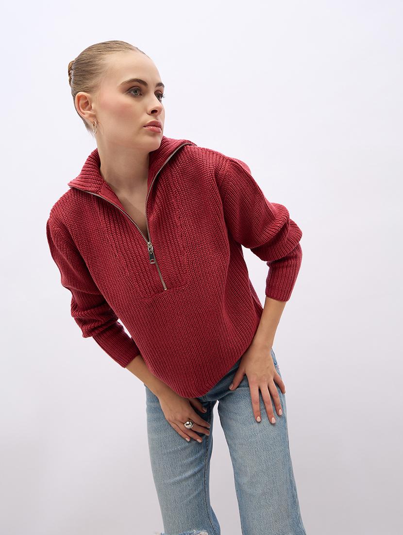 women acrylic long sleeve pullover - 21695370 - Standard Image - 1