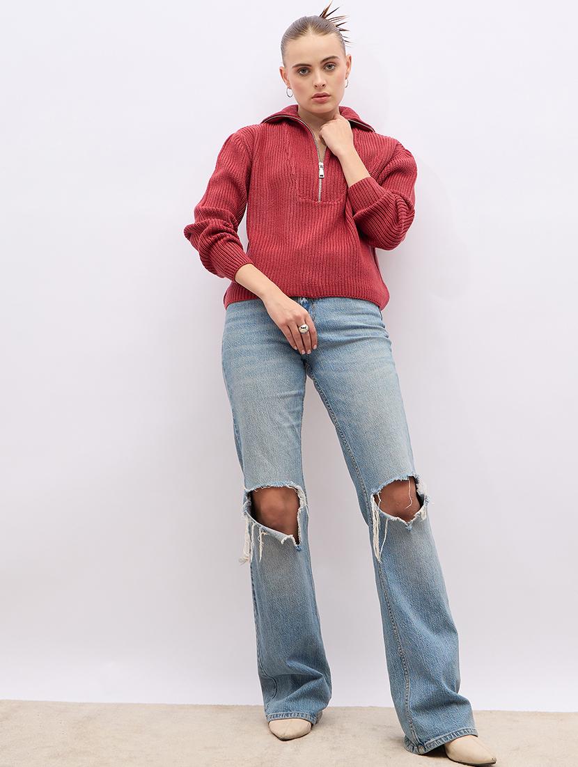 women acrylic long sleeve pullover - 21695370 - Standard Image - 4