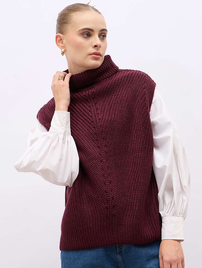 women self design sleeveless pullover - 21695377 -  Standard Image - 1