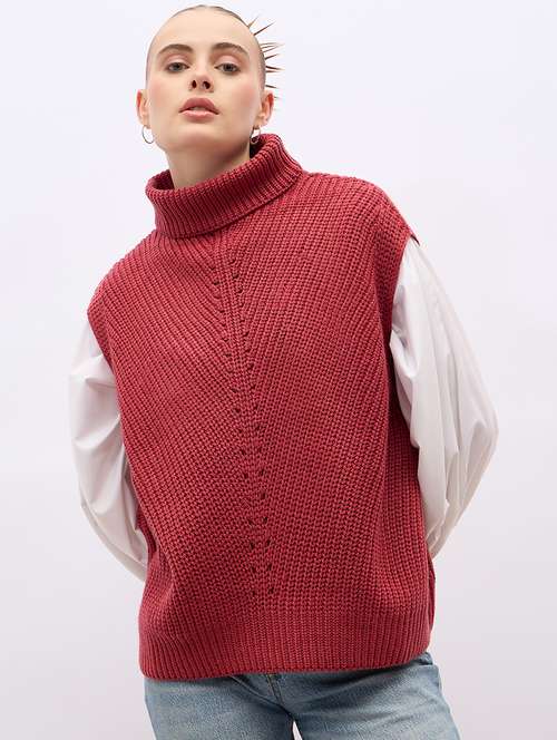 women acrylic sleeveless pullover