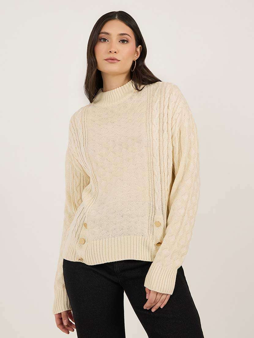 women acrylic long sleeve pullover