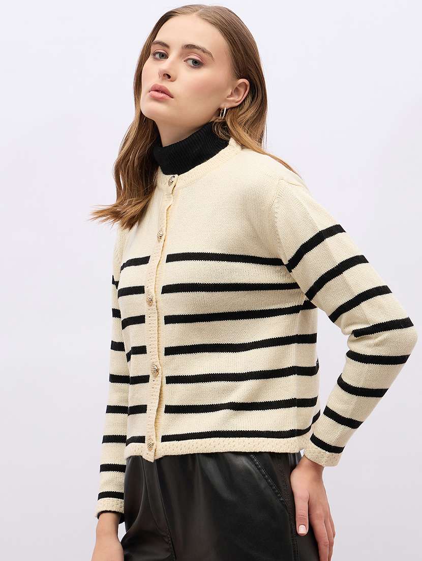 women striped long sleeve cardigan - 21695399 -  Standard Image - 1