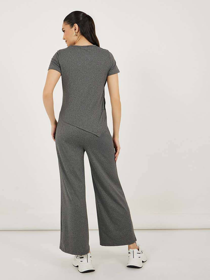 women solid top and trouser co-ord set - 21695414 -  Standard Image - 1