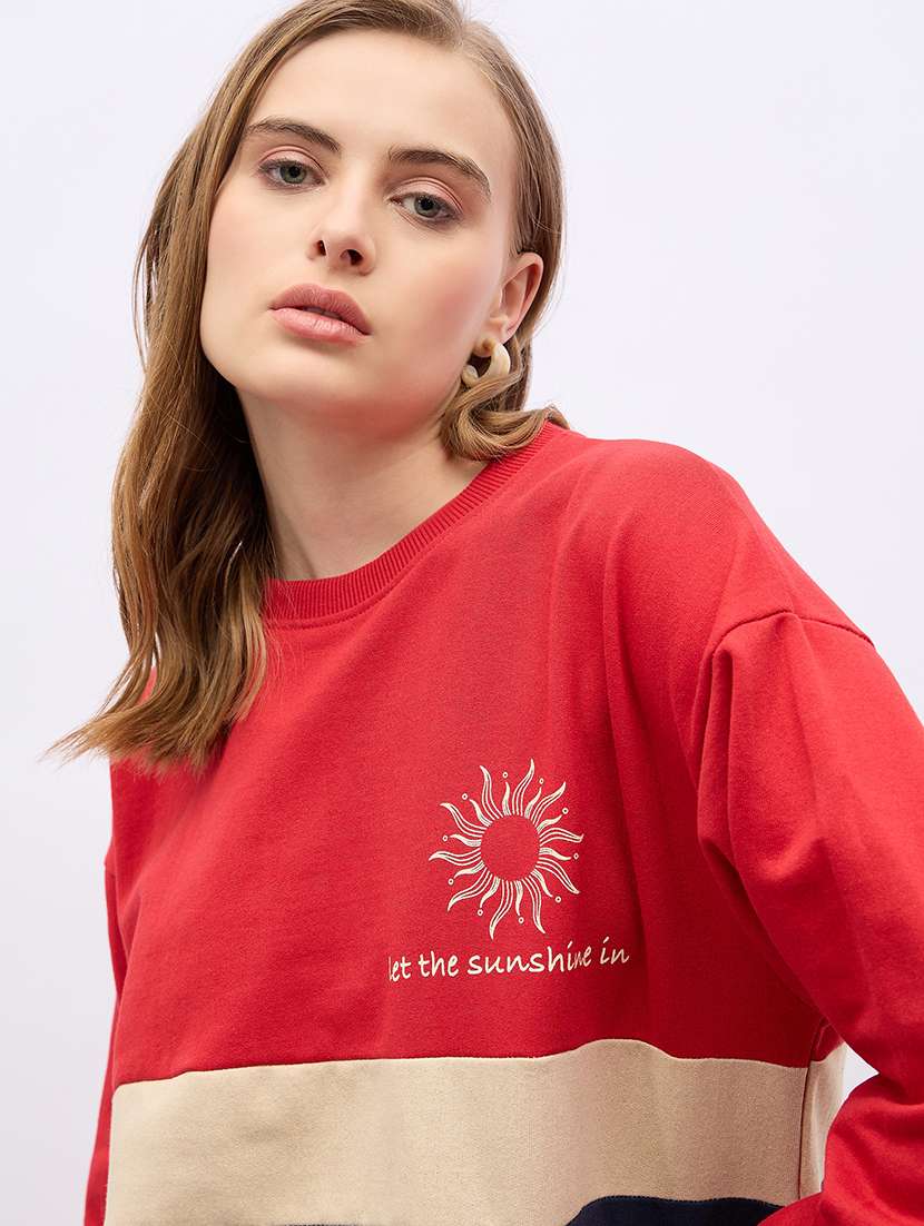 women long sleeves color block sweatshirt - 21695419 -  Standard Image - 4